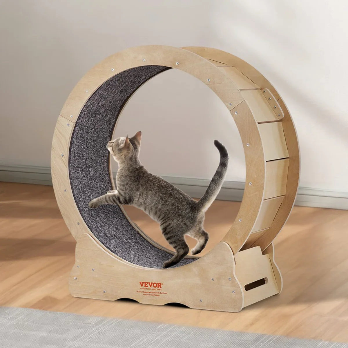 Cat Exercise Wheel 750x320x800mm Cat Exercise Wheel Made of Birch and Poplar Plywood Cat Wheel Low Noise Removable Inner Mat Cat Wheel Suitable for Cats Weighing 2.72 to 3.63 kg