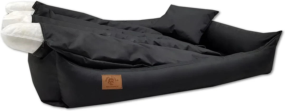 XXL Dog bed in black artificial leather - dog cushion dog sofa cat bed dog basket - waterproof