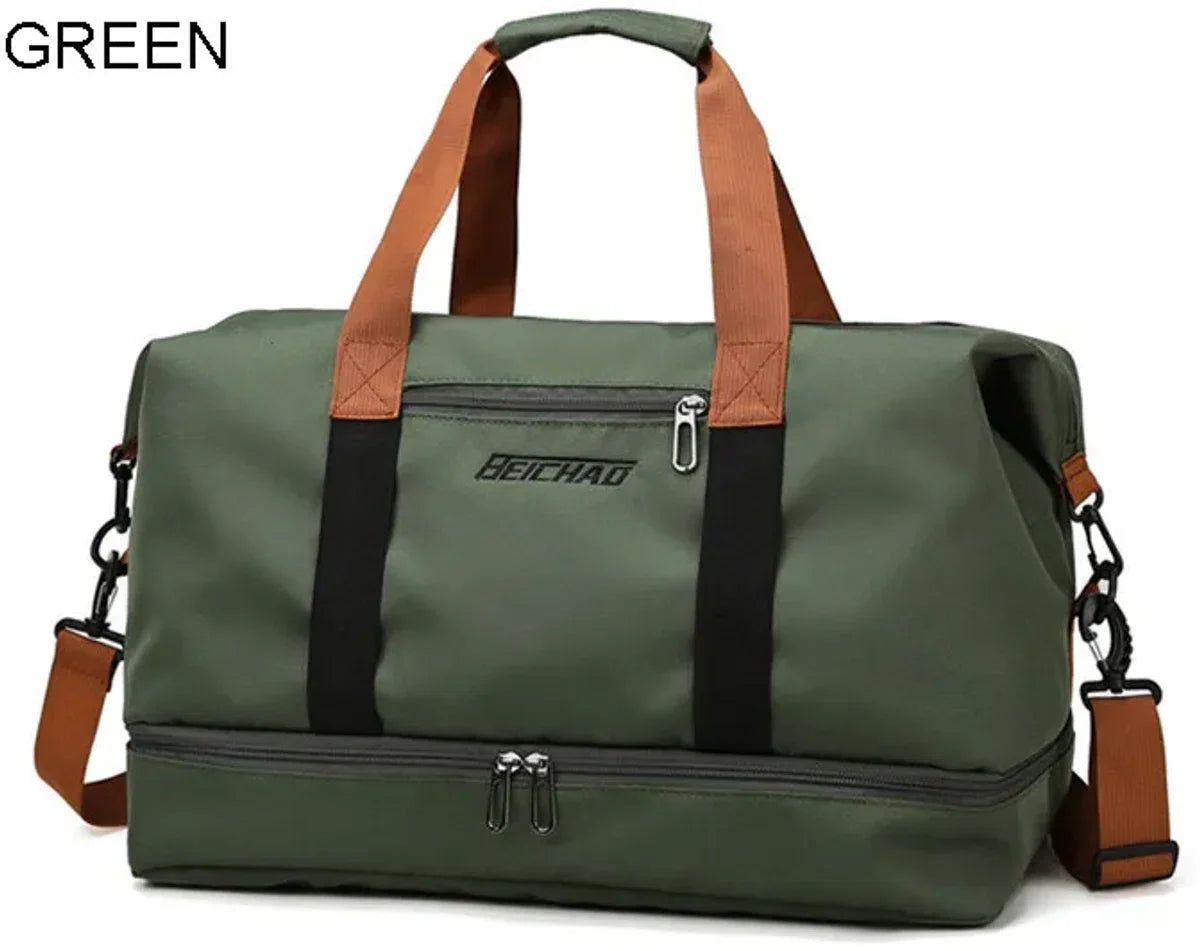 E-Shop4u - Weekendtas - Weekendtassen - Groen - 20-35 Liter - Reis - Reizen - Weekendtrip - Weekendtrips - Ruim - Stijlvol - Oxford Doek - Waterdicht - Duurzaam - Comfortabel - Handgreep - Schoenenopslag -
