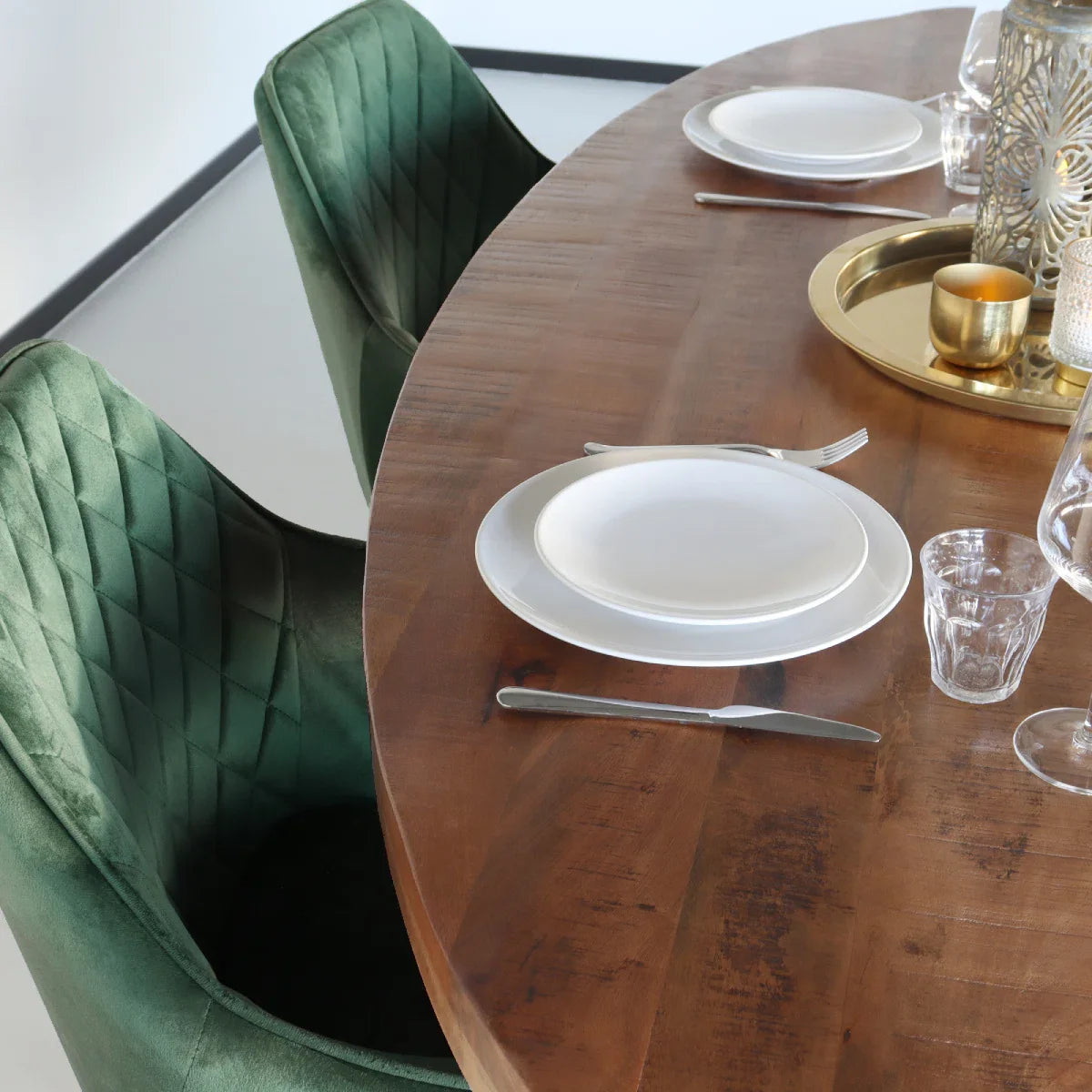 Eettafel ovaal mangohout 180cm James bruin - ovale industriële tafel duurzaam mango eetkamertafel