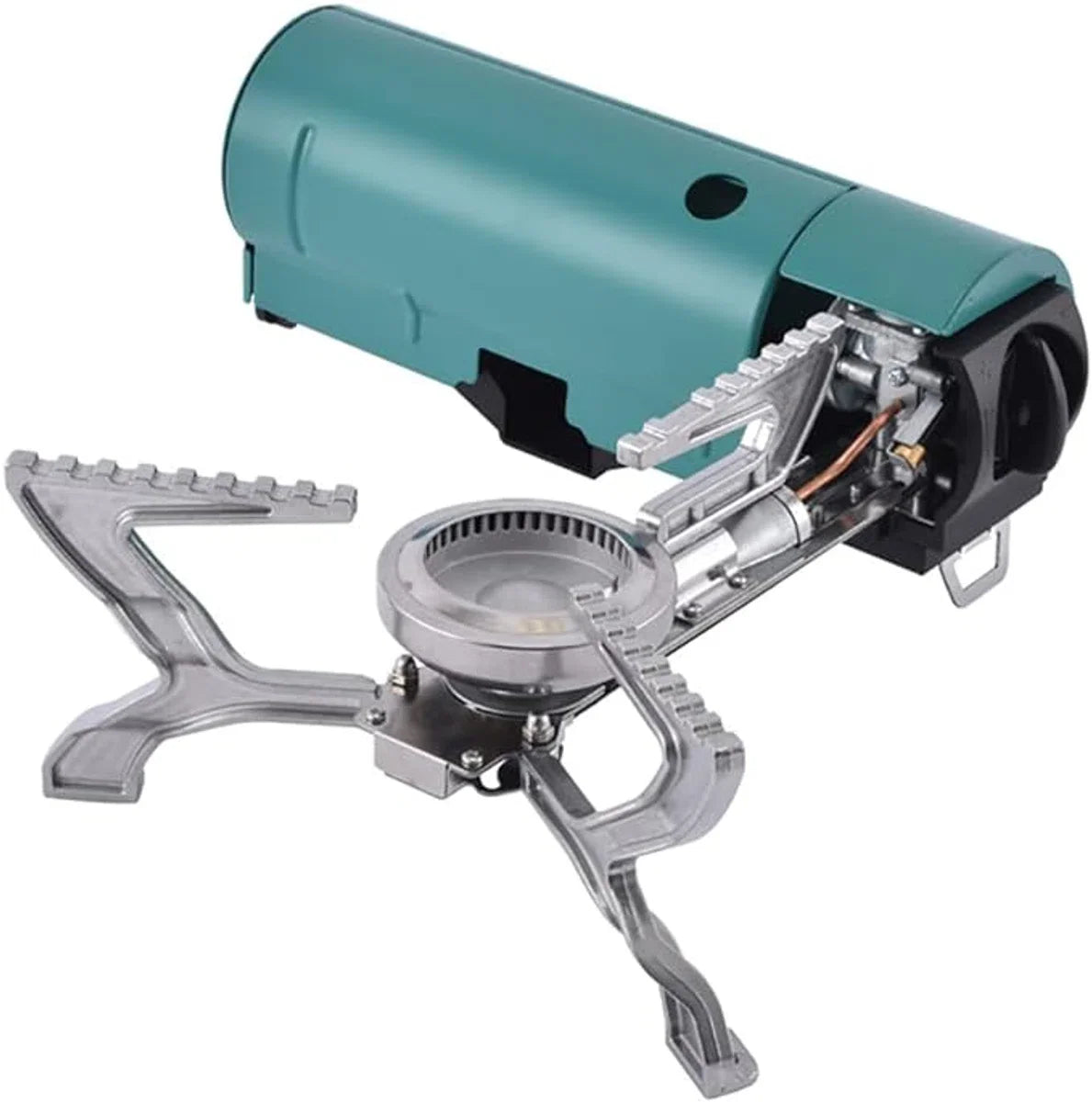 Camping Kooktoestel - Wit - Compatibel met Gaspatronen 227g, Camping Gas Cooker opvouwbaar met Foedraal, Opvouwbaar Campingfornuis, met piëzo ontsteking voor binnen/buiten, Camping Gasbrander. Onmisbaar bij Noodpakket, Backpack, Visspullen.