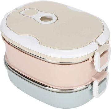 Lunchbox Draagbare roestvrijstalen geÃ¯soleerde thermische voedselopslagcontainer Lekvrije voedselopslagcontainer Lunchbox voor volwassenen Studenten werken (2 lagen: 27 x
