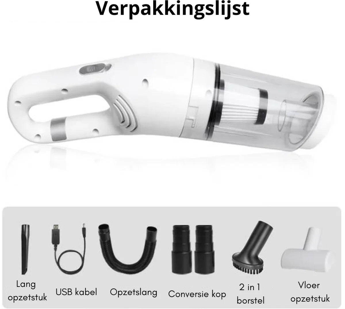 Kruimeldief - Best Verkocht - Handstofzuiger - Kruimeldief Snoerloos - Autostofzuiger - Oplaadbaar - Wit