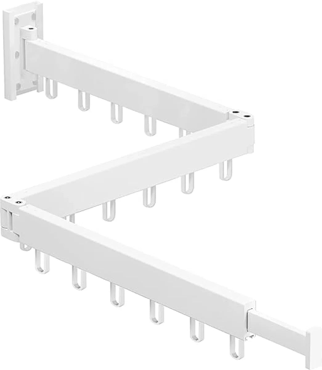 wall mounted drying rack, laundry drying rack, space-saving retractable clothes hanger rack, foldable clothes rack for balcony, laundry room, bathroom, patio (white)