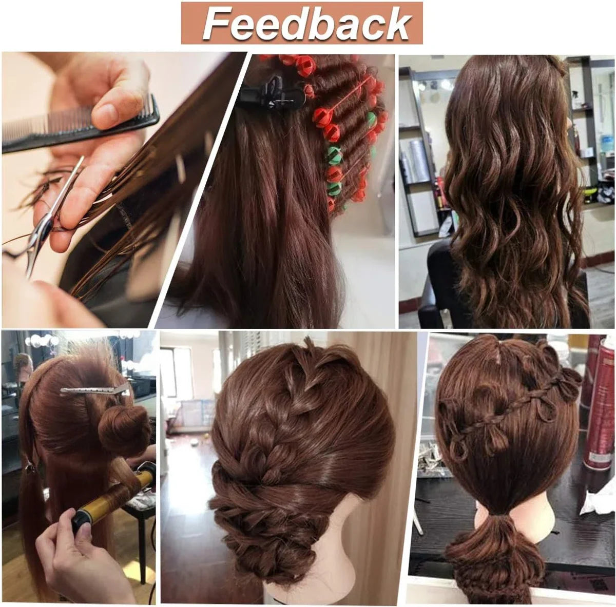 20 Inch 60% Echt Menselijk Haar Trainingshoofd Etalagepop Hoofd Cosmetologie Kappers Etalagepop Dummy Pop Hoofd met Tafelklemhouder & DIY Haarstyling Vlecht Set