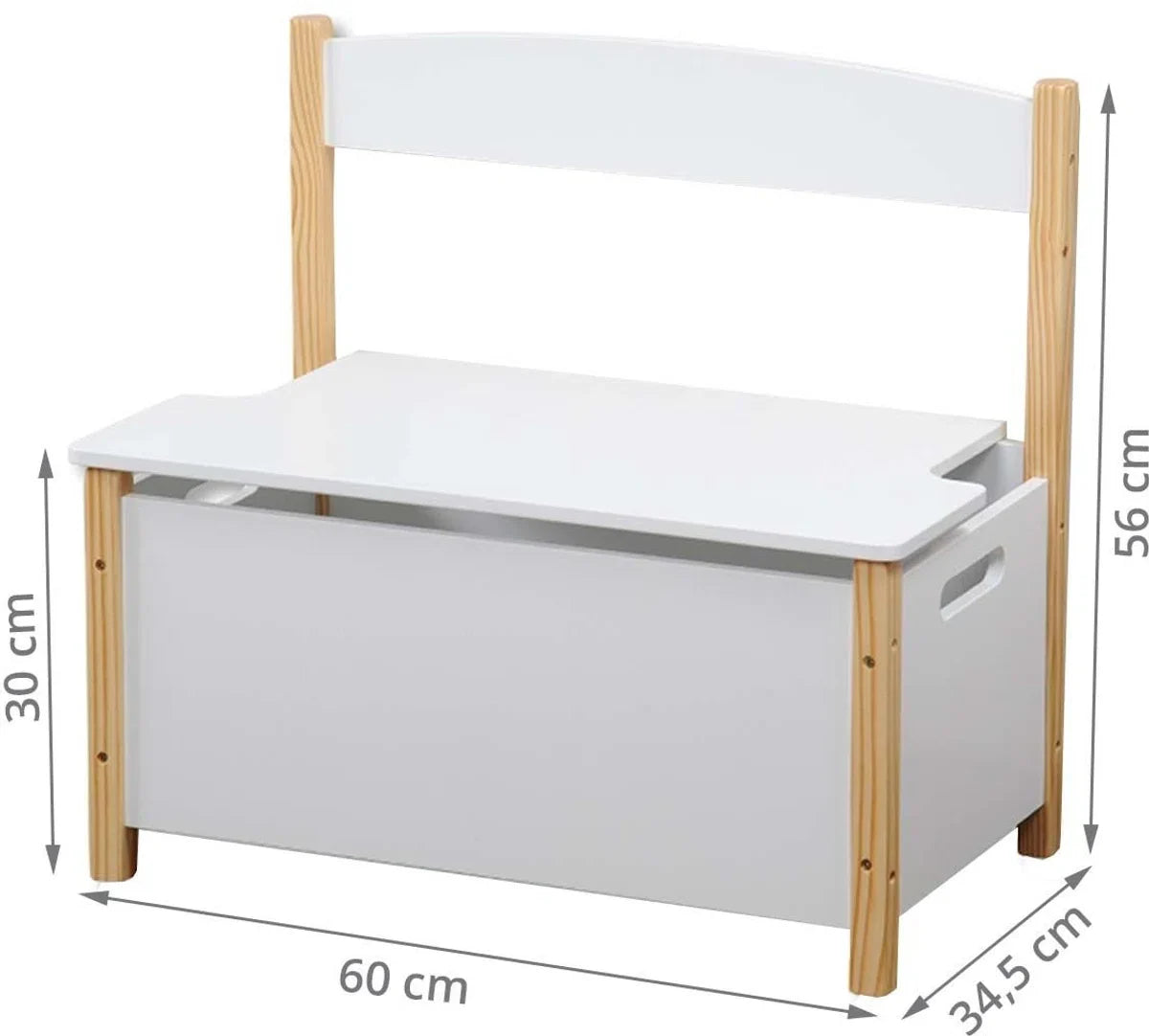 FSC® Houten Opbergkist met zitbank - Speelgoedkist - Voor het opbergen van kinderspeelgoed - Houten bank - Afm. 60 x 34.5 x 56 Cm
