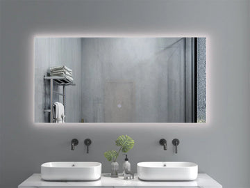 Badkamerspiegel met LED verlichting en verwarming - 3 LED standen - Condensvrij - Dimbaar - Rechthoek 120x60 cm spiegel - Spiegel douche - Anti Condens - Inclusief ronde afvoerstop