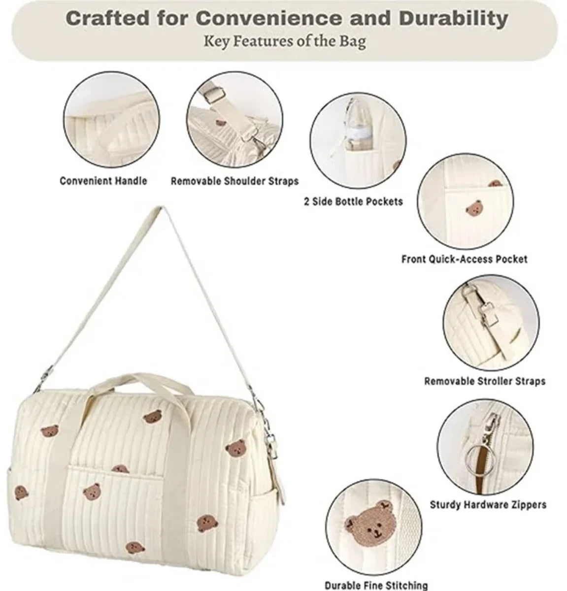 Luierrugzak - Moedertas - Schoudertas - Verzorgingstas - Kraamcadeau - XL - Tulp - Beige