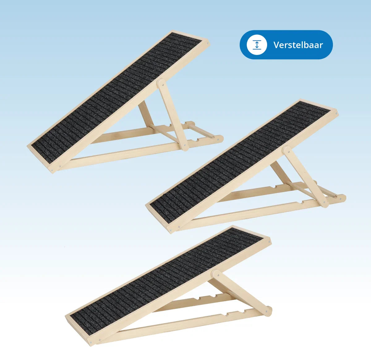 Dog Ramp - Dog Stair - Adjustable - For Large and Small Dogs - Black/Wood