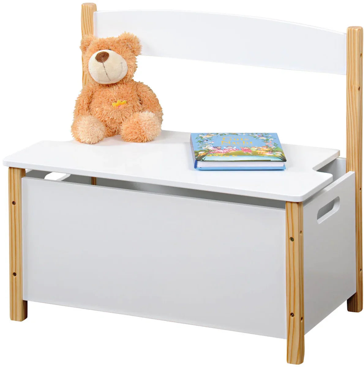 FSC® Houten Opbergkist met zitbank - Speelgoedkist - Voor het opbergen van kinderspeelgoed - Houten bank - Afm. 60 x 34.5 x 56 Cm