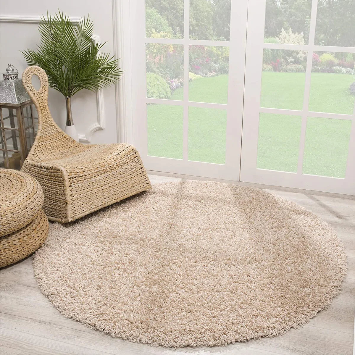 Loca Shaggy Rug Beige - 150 CM - High Pile Rug - Living Room, Bedroom Carpet