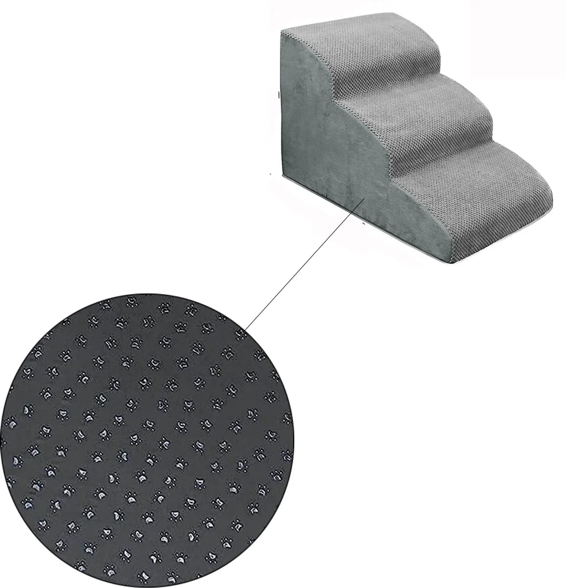 Dog Steps - Grey - Fabric & Washable - Pet Steps for Dogs and Cats
