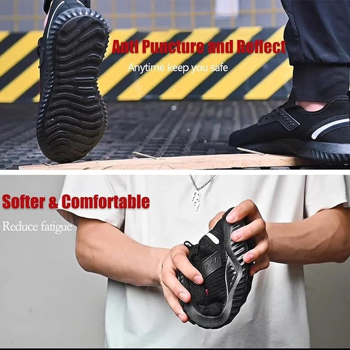 Stalen Neus Schoenen voor Mannen Vrouwen Lichtgewicht Veiligheid Ademende Waterdichte Werkschoenen Antislip Sneakers Reflecterende Onverwoestbare Industriële Bouw Schoenen