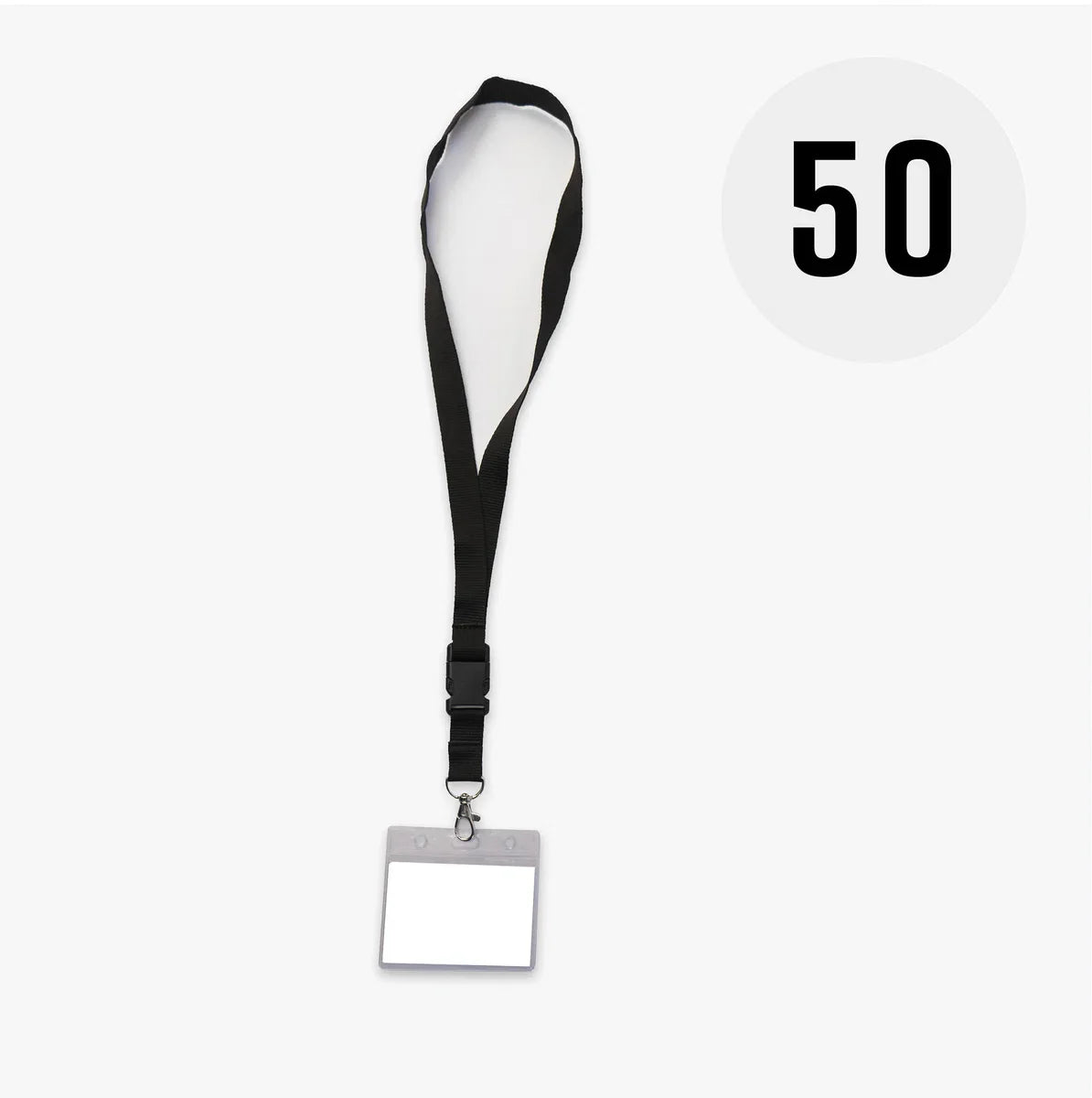 Black lanyard with badge/pass holder, 50 pieces