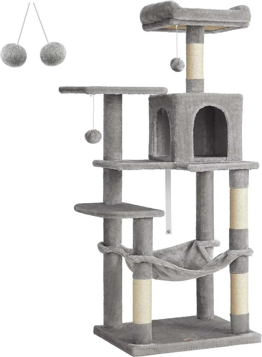 MIRA Home - Krabpaal - Kattenhuis - Kattenmeubel - Kattenboom - Kattenpaal - Hangmat - 55x45x143cm