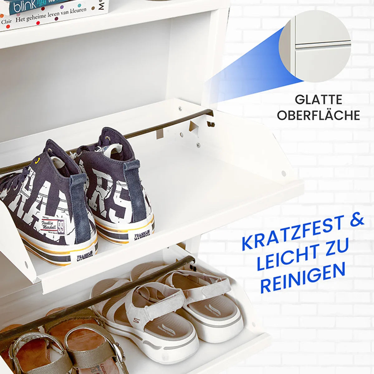 VEEHAUS® - Paplet - Praktisch Schoenenrek - Schoenenrek wit - Schoenenrek met 2 Niveaus - Schoenenkast wit - Schoenenrek metaal industrieel - Metaal - 50 x 70 x 15cm - Wit