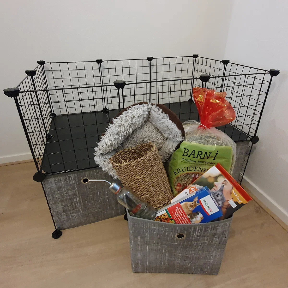 Pet cage with storage boxes - Rodent run - Guinea pig cage - Rabbit cage - Guinea pig run - Rodent cage for indoor and outdoor use - Modular cage
