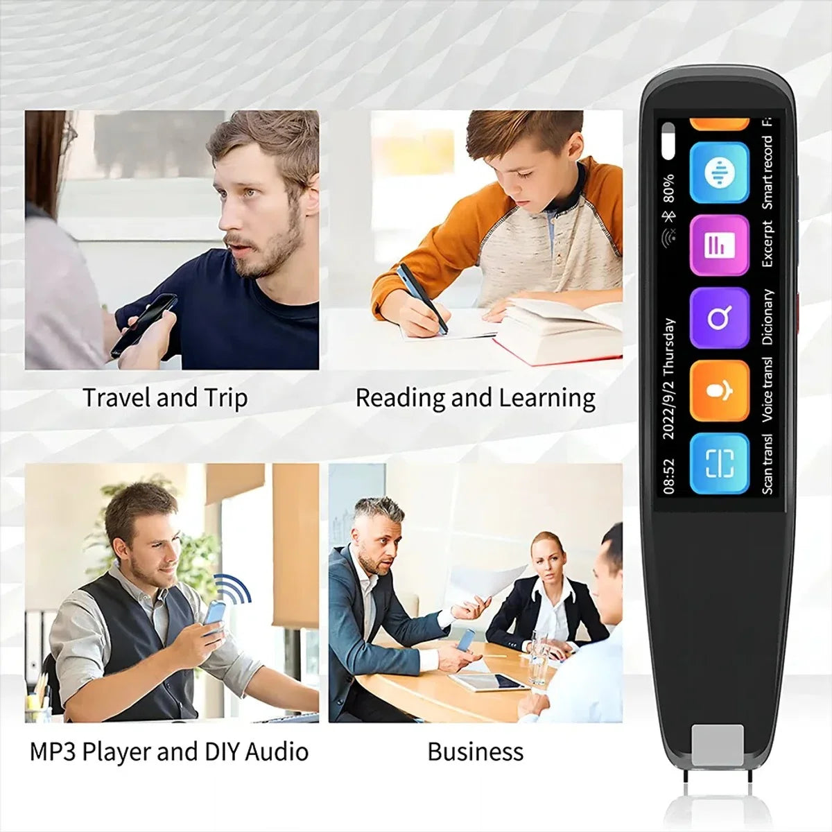 Smart Stem Voice Scan Translator Pen - Multifunctionele Luxe Vertaler - 121 Talen - Zakelijk Woordenboek - Handige Vertaalpen - Reis Vertaal Pen - Vakantie