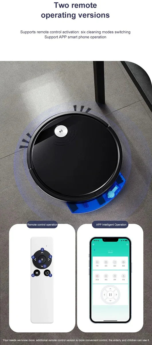 Robotstofzuiger met dweilfunctie - Slimme navigatie - Val- & objectdetectie - Dweilrobot - Vloerdetectie - Robotstofzuiger voor huisdieren - Inclusief app en afstandsbediening - Zwart