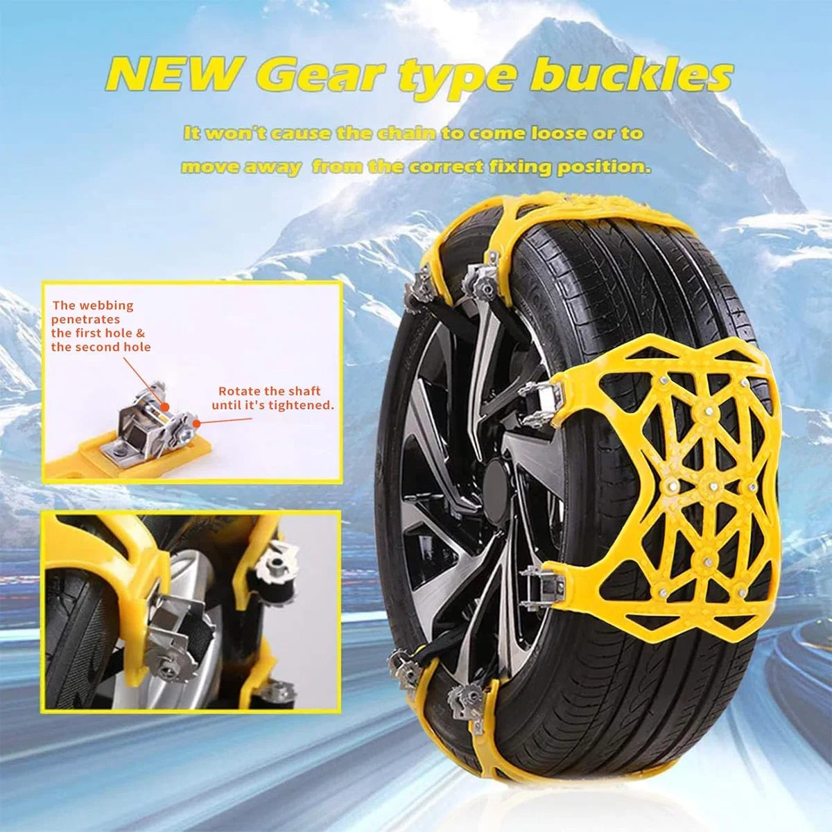 Sneeuwkettingen, 6 stuks universele autosneeuwkettingen voor bandbreedte 165-285 mm / 6,5-12 inch, winterbandenkettingen voor lichte vrachtwagens/SUV/ATV, 205 55 R16/225 55 R17