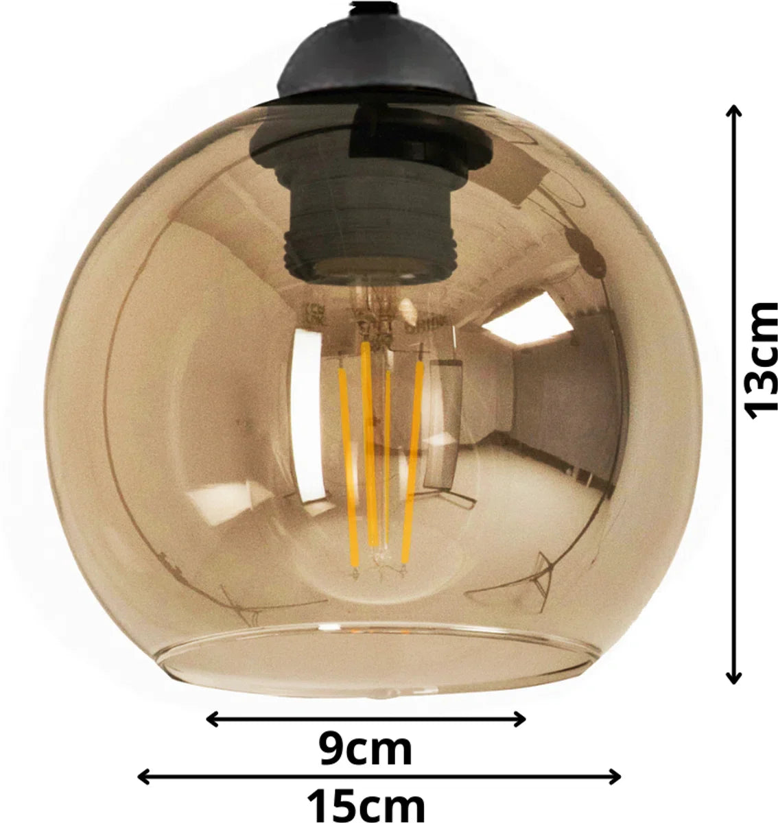 Hanglamp Bollamp - Glass Serie - 6-lichts - Amber - 6 bol