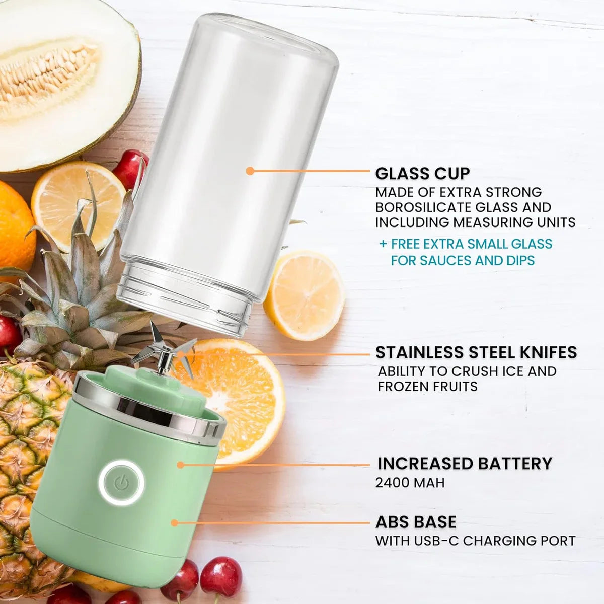 Mini Blender - Draagbare Blender - Smoothiemaker - Sapcentrifuge - Fruitmixer