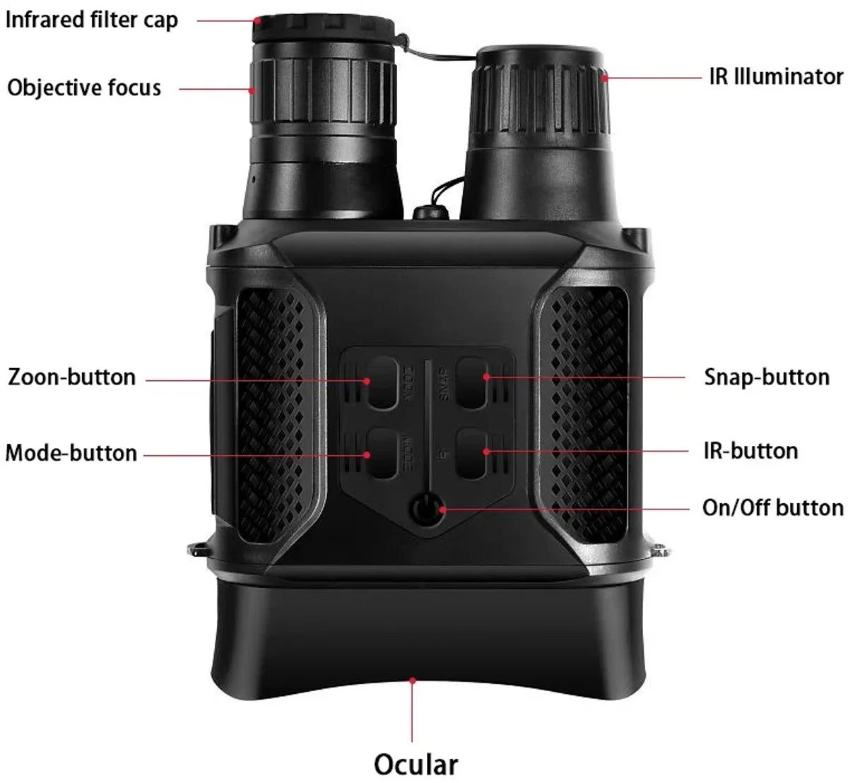 Night Vision - Luxury Binoculars with Night Vision Day & Night - Night Vision Goggles + SD Card - Night Vision Device - Black