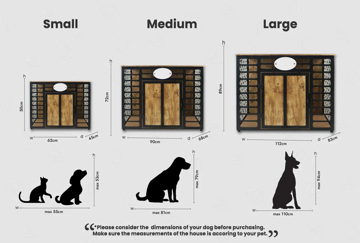 Dog crate - Dog kennel - Wooden dog crate - Indoor dog houses - Black - SMALL - 62x50x47 cm