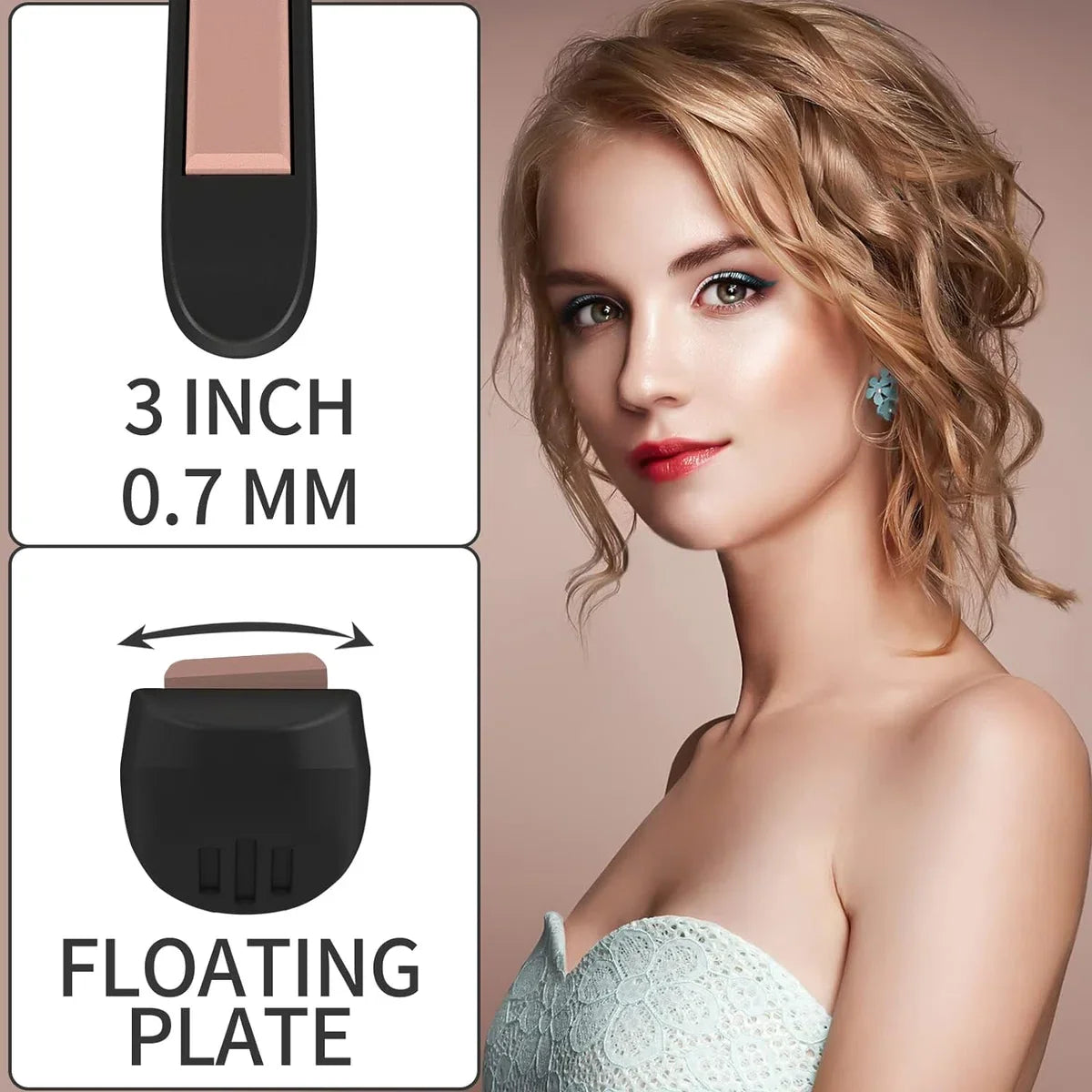 Mini Stijltang Voor Kort Haar, 2-in-1 Stijlen en Krullen, Met Instelbare Temperatuur 50℃ - 230℃