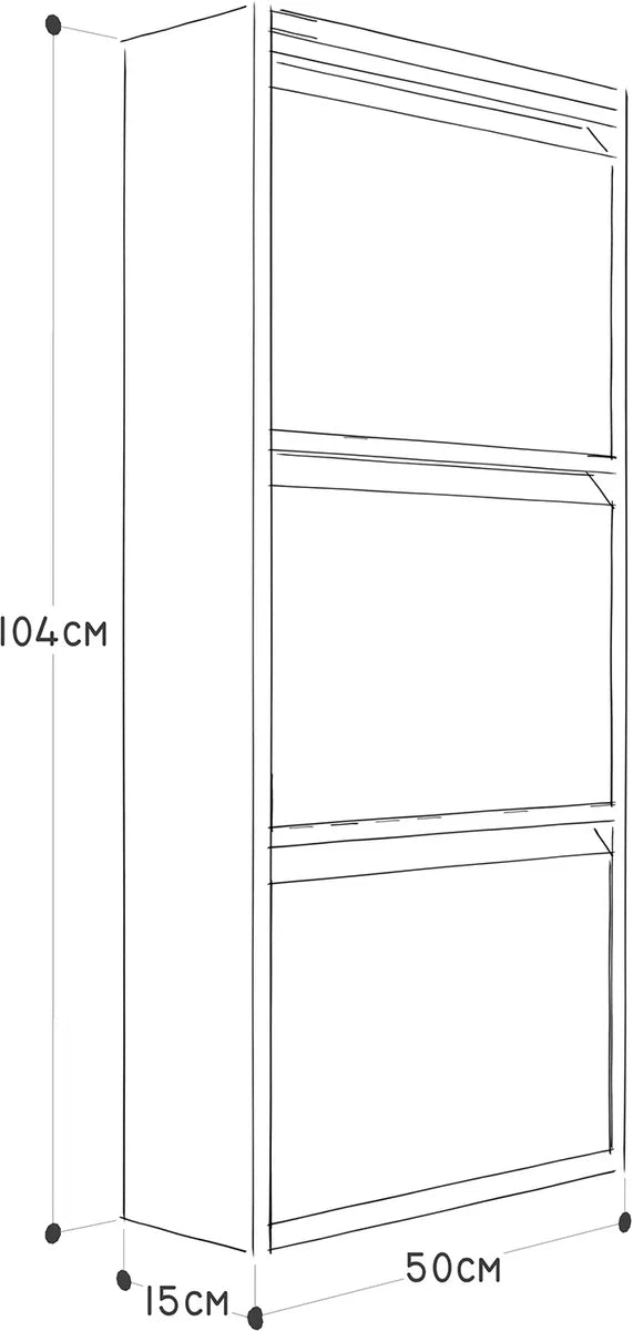 VEEHAUSÂ® - Kelley - Praktisch Schoenenrek - Schoenenrek Ooster Wit - Schoenenrek met 3 Niveaus - Schoenenkast Ooster Wit - Schoenenrek metaal industrieel - Metaal - 50 x 104 x 15cm - Ooster Wit