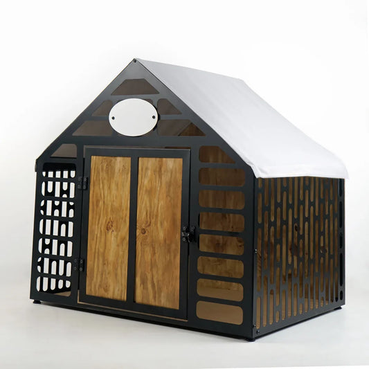 Dog Crate - Dog Kennel - Wooden Dog Crate - Indoor Dog Kennel - Metal and Wooden Dog Kennel - Pet Furniture - Durable Dog Kennel - Stylish Dog Kennel - SMALL - Black 67x57x55 cm