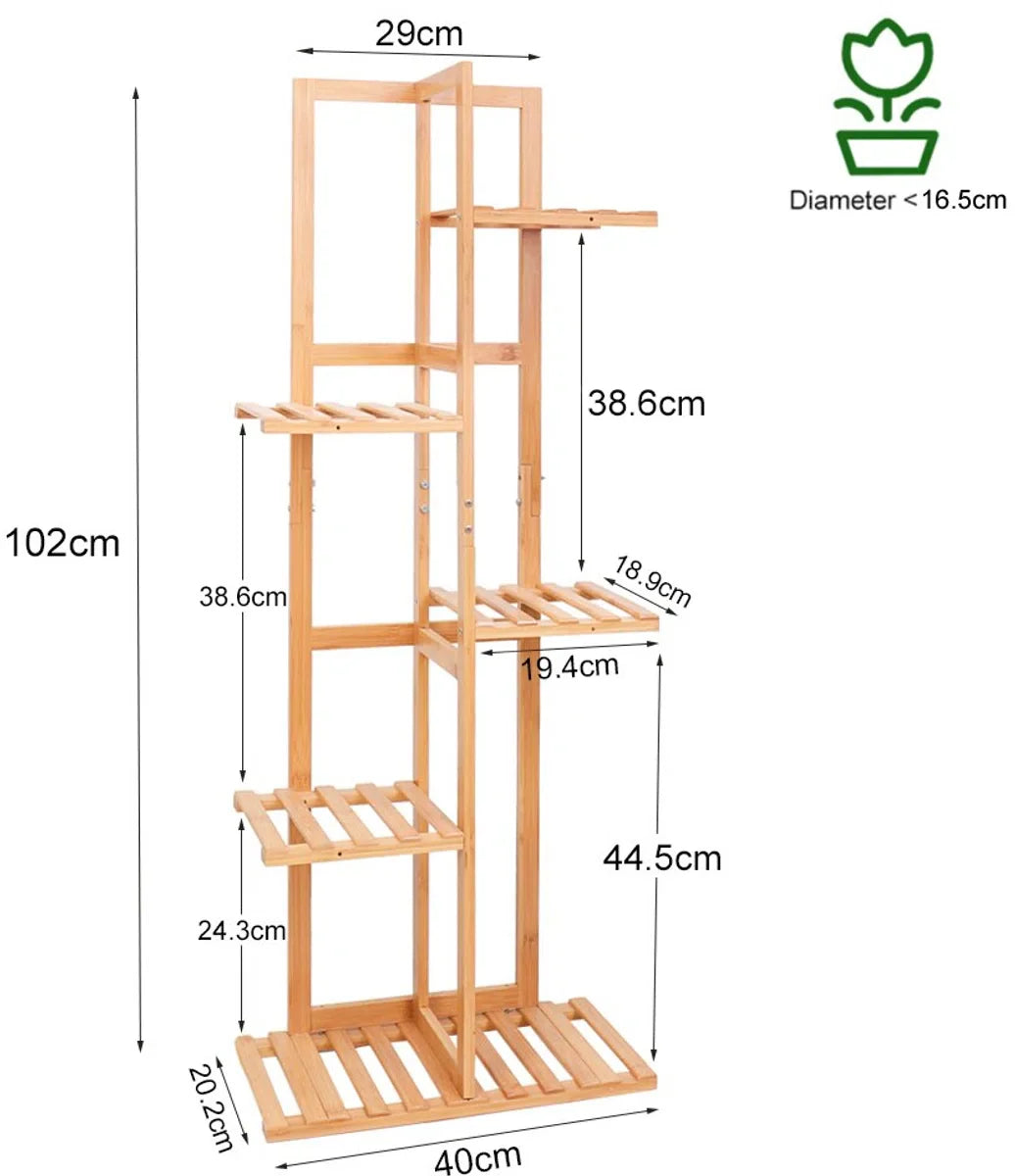 Plantenrek - Wandrek - Voor Planten - Ladderkast - 5 Planken - 5 Laags - Plantenrek - Bamboe - Binnen/buiten