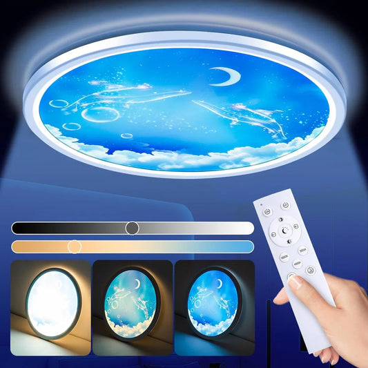Moon Plafondlamp - LED Kroonluchter - Dimbaar Met Afstandsbediening - 3000-6500K - Moderne Woonkamer Lamp - 30 cm - Kinderkamer - Plafonnière