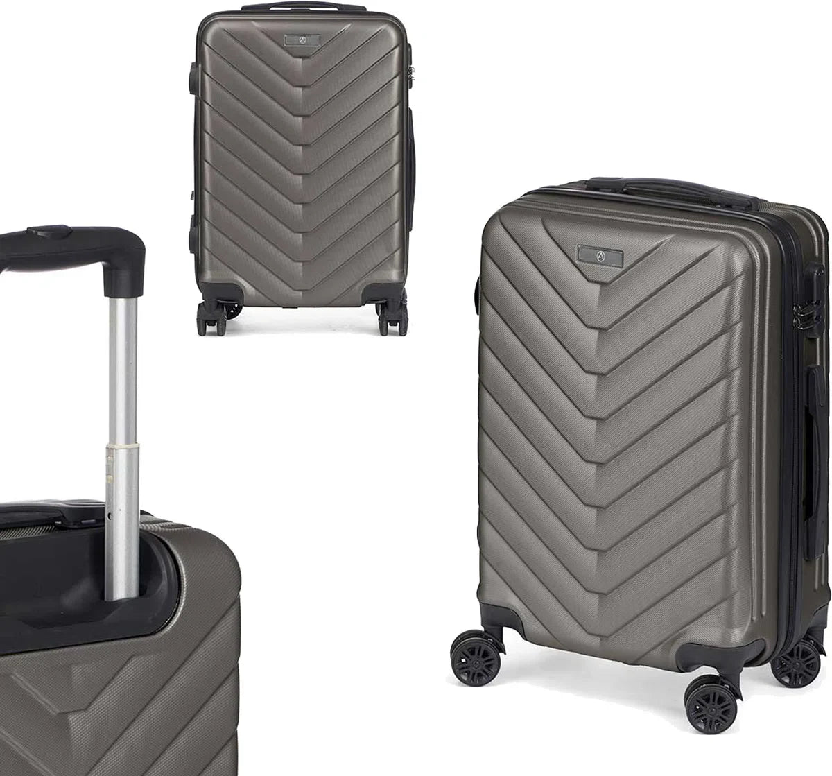 Cabin handbagage reistrolleykoffer Pyramid - zwenkwielen - 57 x 38 x 23 cm - 48 liter - antraciet - cijferslot - dubbel handvat