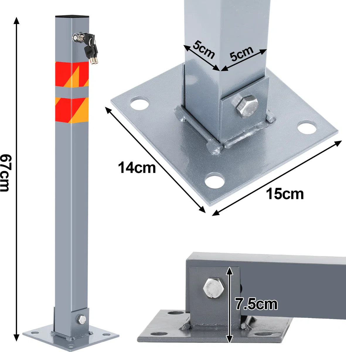 Parkeerplaats Slot - Parkeerbeugel - 3 stuks Parkeerpaal - Oprit Ruimte Bewaker –Waterdicht Auto Slot - Parkeerruimte Slagboompaal - Parkeerpaal