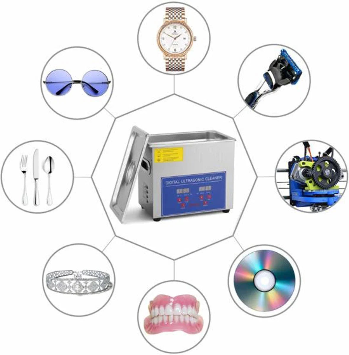 Ultrasoon reiniger 3 Liter - 3L (Ultrasoonbad - Reinigingsbad - Reinigingsbak - Ultrasone Reinigingsmachine - Ultrasoonbak - Ultrasonic Cleaner - beste Reinigings trilbad - sieraden bad bak - pedicure badje - brillen apparaat)