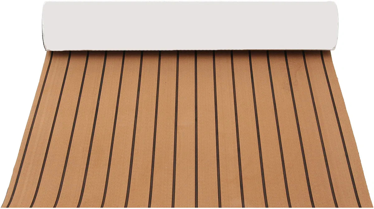 Decking Zelfklevende Bootmat - EVA Teak Foam Decking Mat - Teak Boten Vloerbedekking - Teakhouten Jachtvloeren - Teak Vloerbedekking Vloer - Wasbaar - 300x90x0.6cm - licht bruin