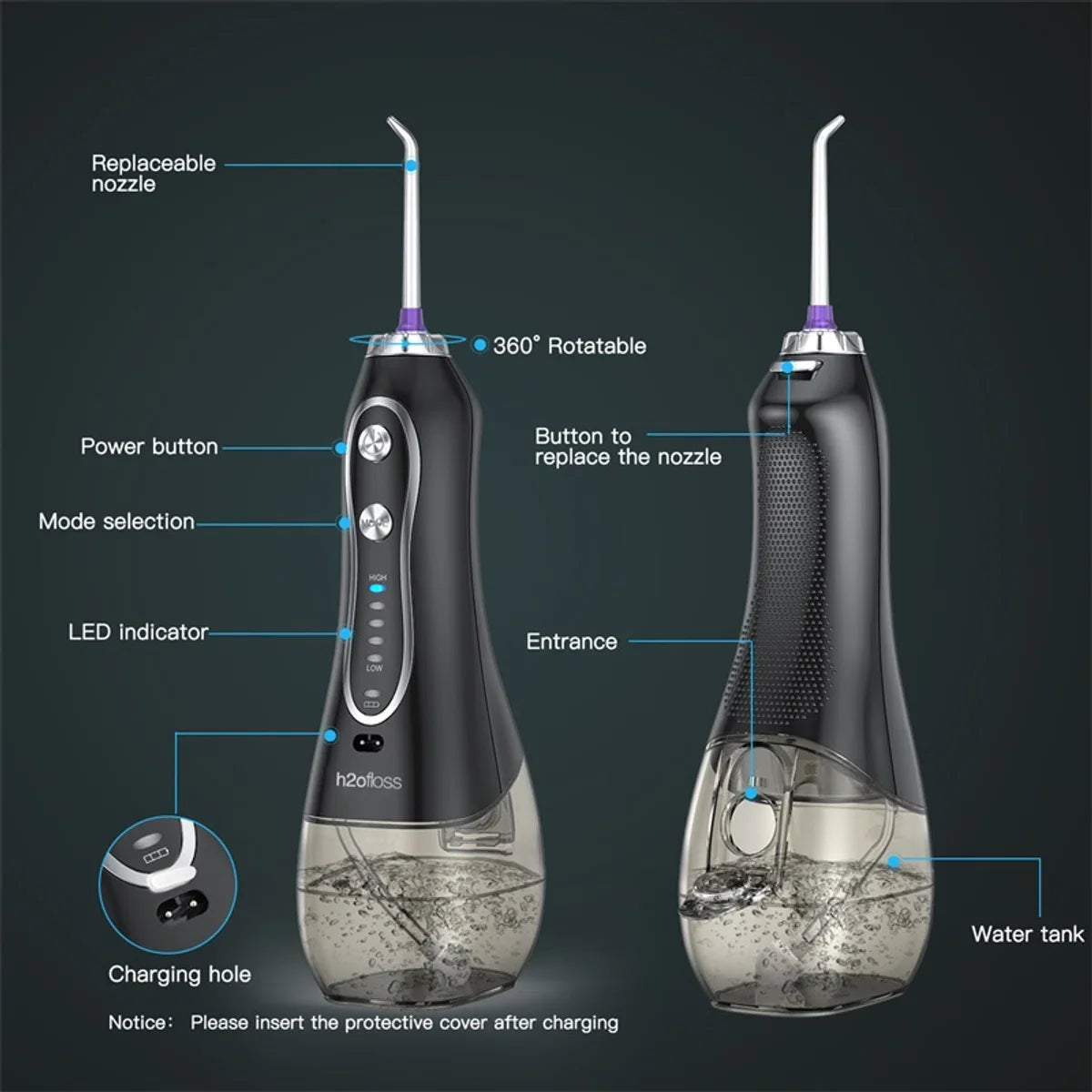 Draadloze Orale Irrigatie met 5 Modi, Draagbare Elektrische Waterflosser voor Tandreiniging, Mondhygiëne, Gezond Gebit en Frisse Adem