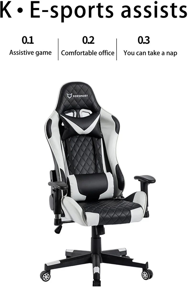 Seven Comfort - Game Stoel - Gaming Stoel - Gaming Chair - Zwart - Bureaustoel Met Nekkussen & Verstelbaar Rugkussen - Instelbare Zithoogte