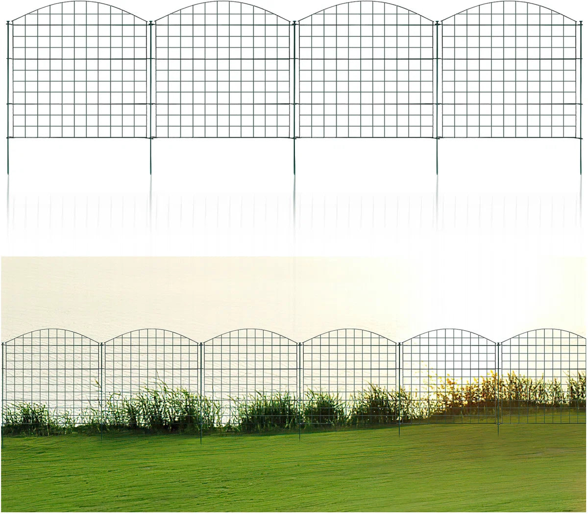 Schapenhek Vijverhekwerk Metalen Hek NIEUW 11-delig Hekwerk Metaal Tuinhek Tuinpoort GROEN Sierhekwerk (topboog)