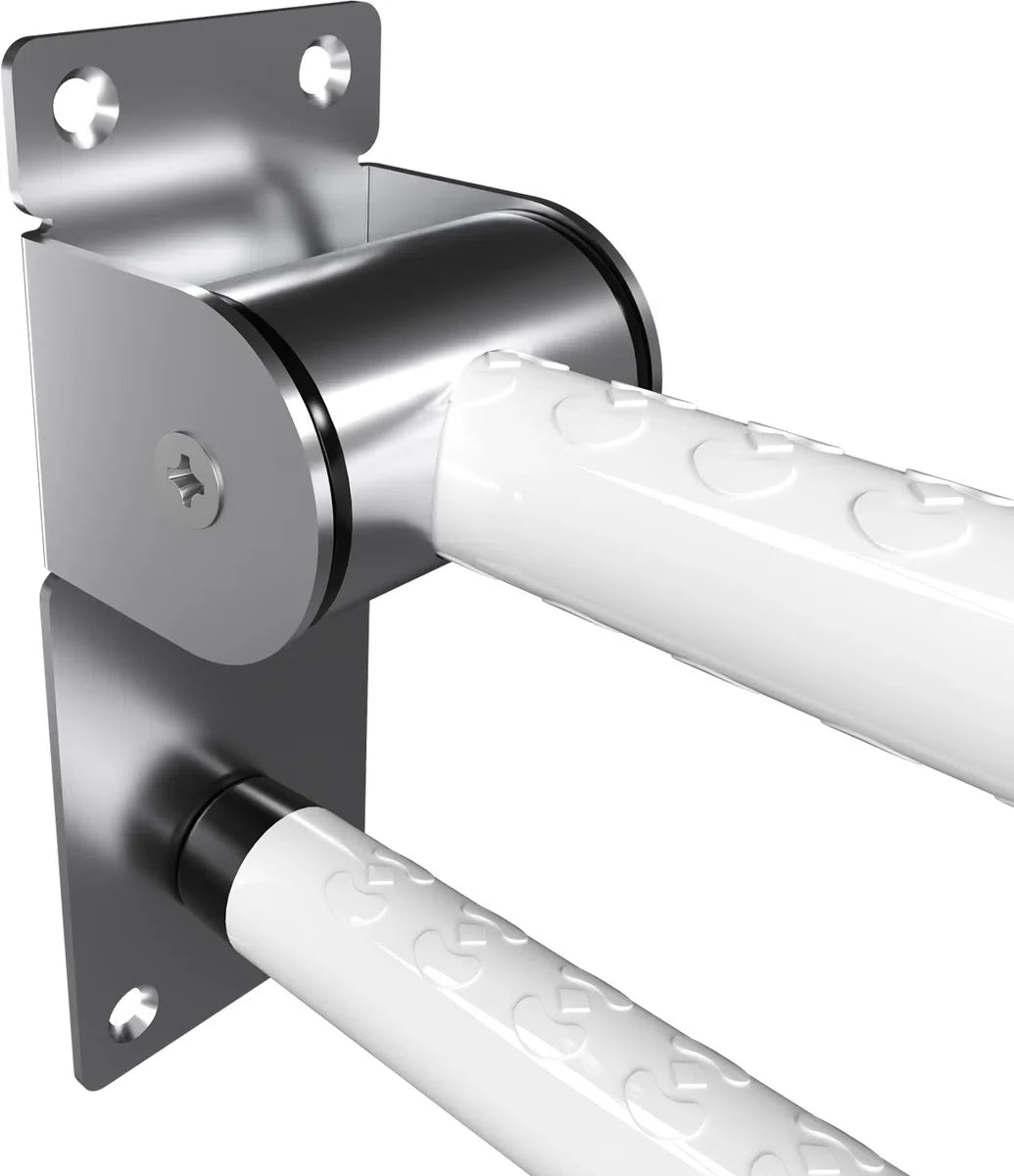 Opklapbare toiletbeugel met steunvoet - Verstelbare toiletsteun - Toiletbeugel met handgreep - Wandmontage ondersteuning - 60cm lang Wit