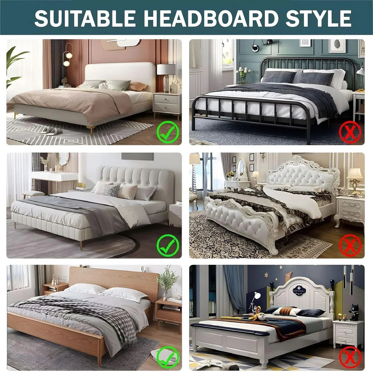 Hoes voor het hoofdeinde van het bed, rekbaar, wasbaar, verdikt, spandex, all-inclusive stofdicht, hoofdeindhoes voor tweepersoonsbed, eenpersoonsbed, bed, hoofdeindbekleding (180-200 cm, grijze bloemen)