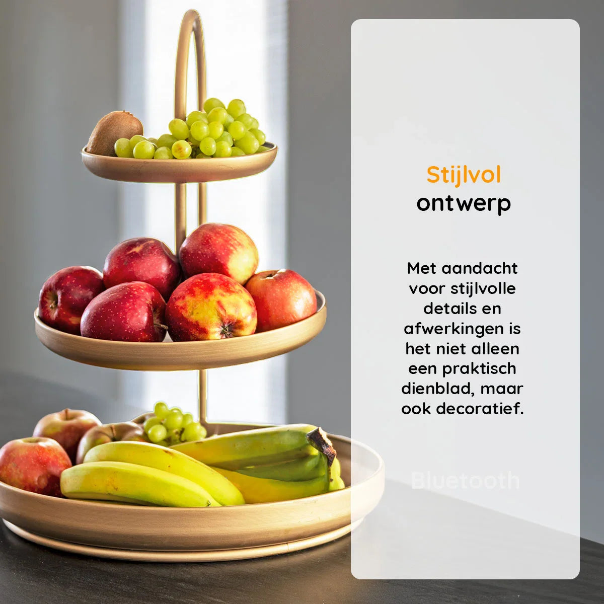 Etagère XL – 3 laags – 40 x 41 x 55 cm – Serveertoren – Serveerset – Fruitschaal – Goud – Metaal