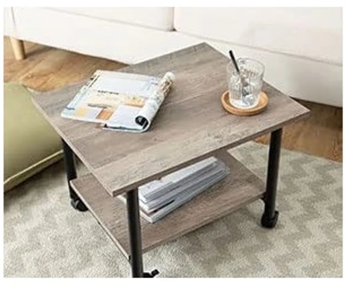 Printer Table on Lockable Wheels - Desk Organizer - Printer Cabinet or Printer Cart - Printer Stand - Office Cabinet - Industrial Printer Desk - 48.5 x 40 x 36.5 cm - Grey and Black