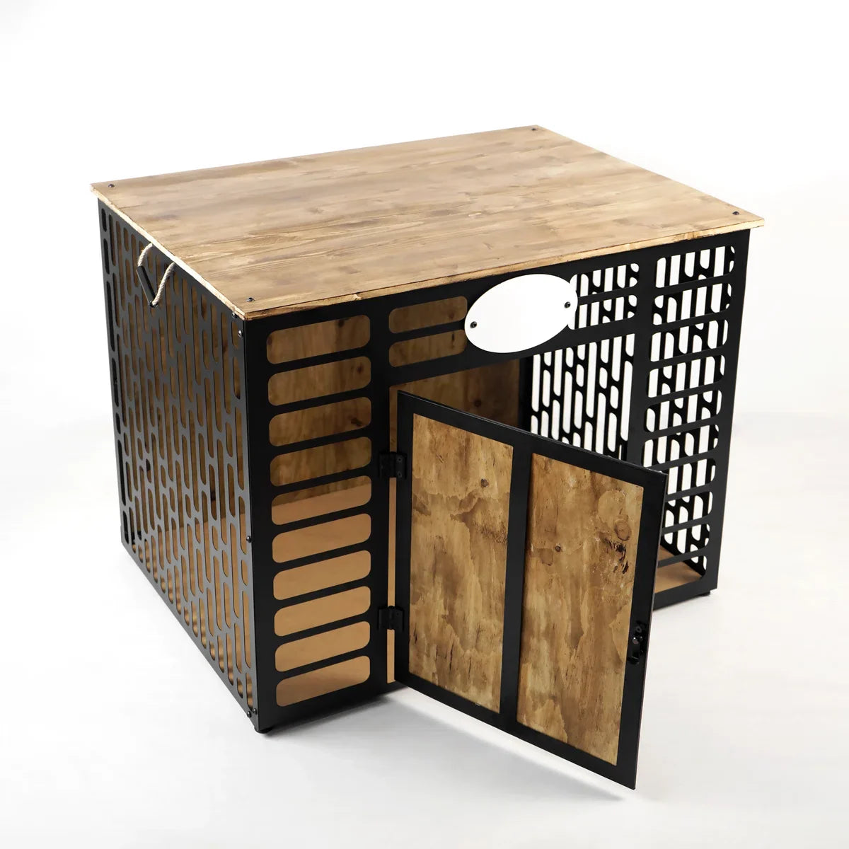 Hondenbench - Hondenhok - Houten Hondenbench - Hondenhuisjes voor binnen - Zwart - MEDIUM - 90x72x68 cm