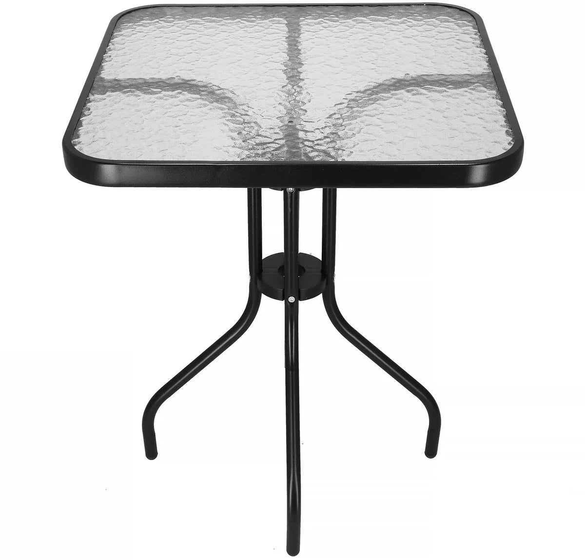 Springos Tuin table | Outdoor table | Side table Outdoor | Metal | Tempered Glass | Square | 60 x 60 x 70 cm | Black