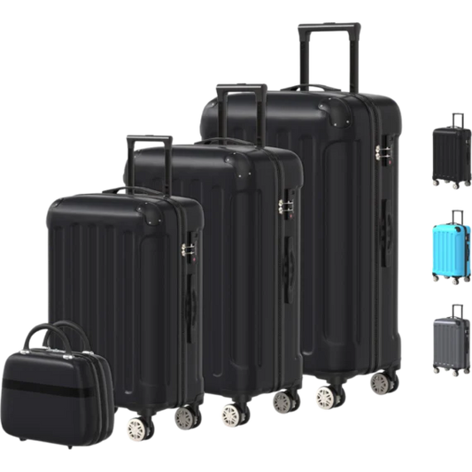 Voyagoux® 4-Delige Kofferset – ABS Kofferset – L / M / S / XS – Koffer – Zwart