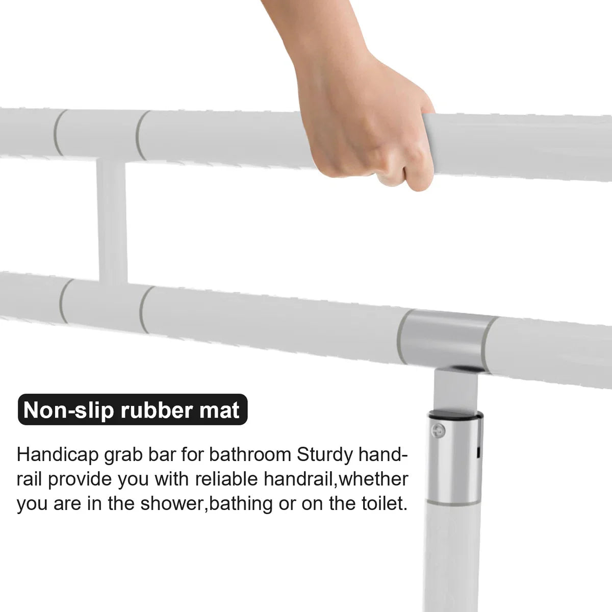 Opklapbare toiletbeugel met steunvoet - Verstelbare toiletsteun - Toiletbeugel met handgreep - Wandmontage ondersteuning - 60cm lang Wit