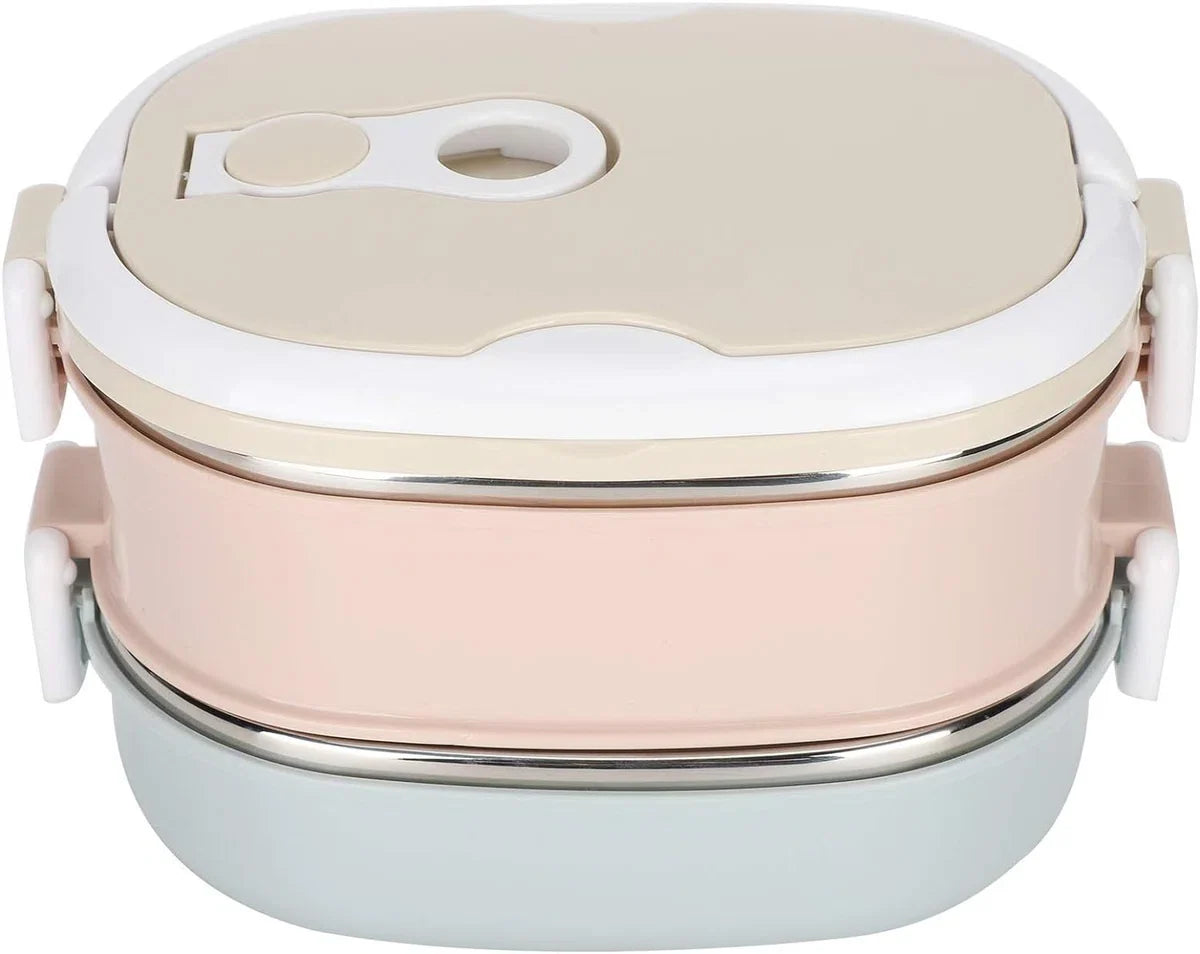 Lunchbox Draagbare roestvrijstalen geïsoleerde thermische voedselopslagcontainer Lekvrije voedselopslagcontainer Lunchbox voor volwassenen Studenten werken (2 lagen: 27 x