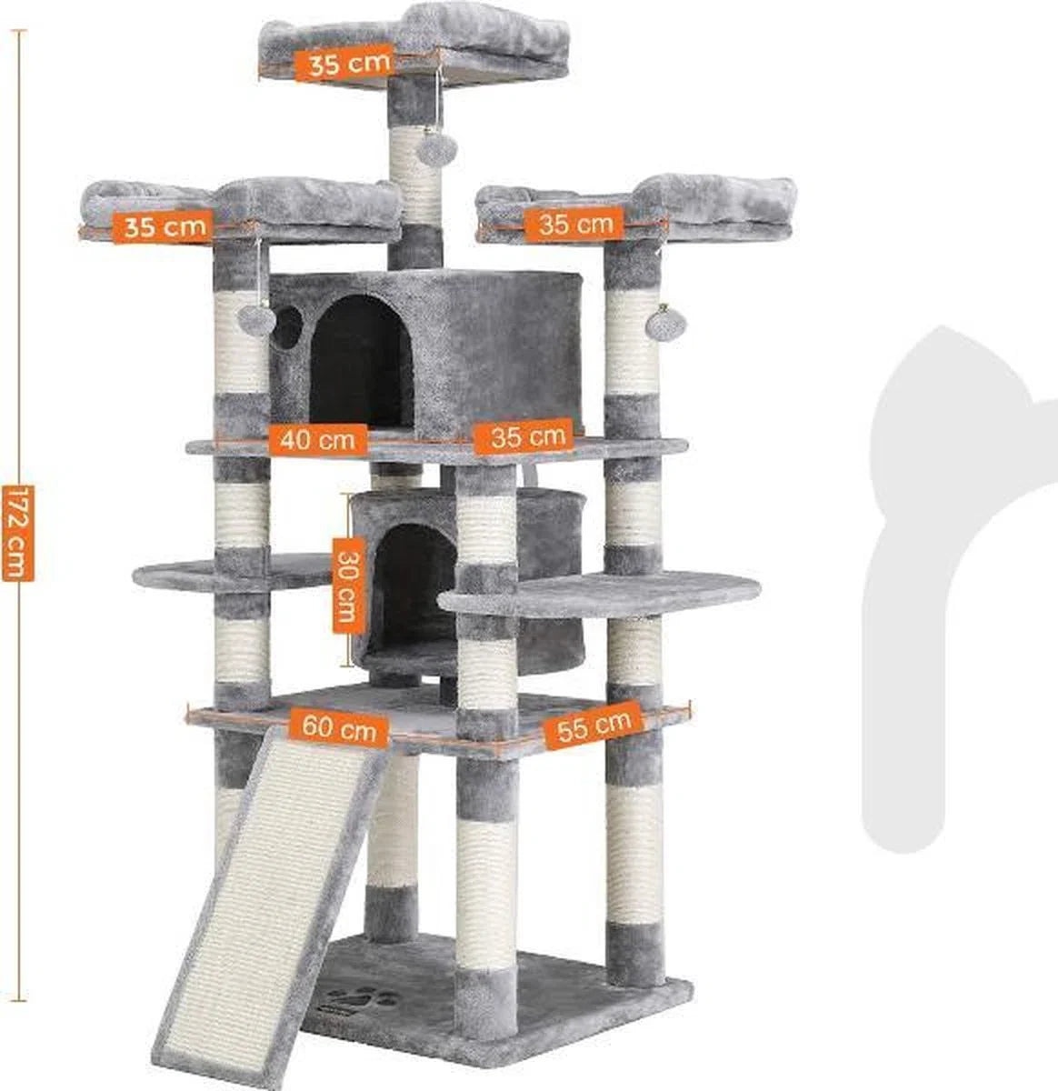 MIRA Home - Scratching Post - Cat House - Cat Tree - Cat Furniture - Cat Post - 50x50x172